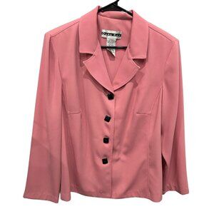 Dana Kay Womens Plus Size Pink Polyester Blazer Black Buttons Sz 20WP
